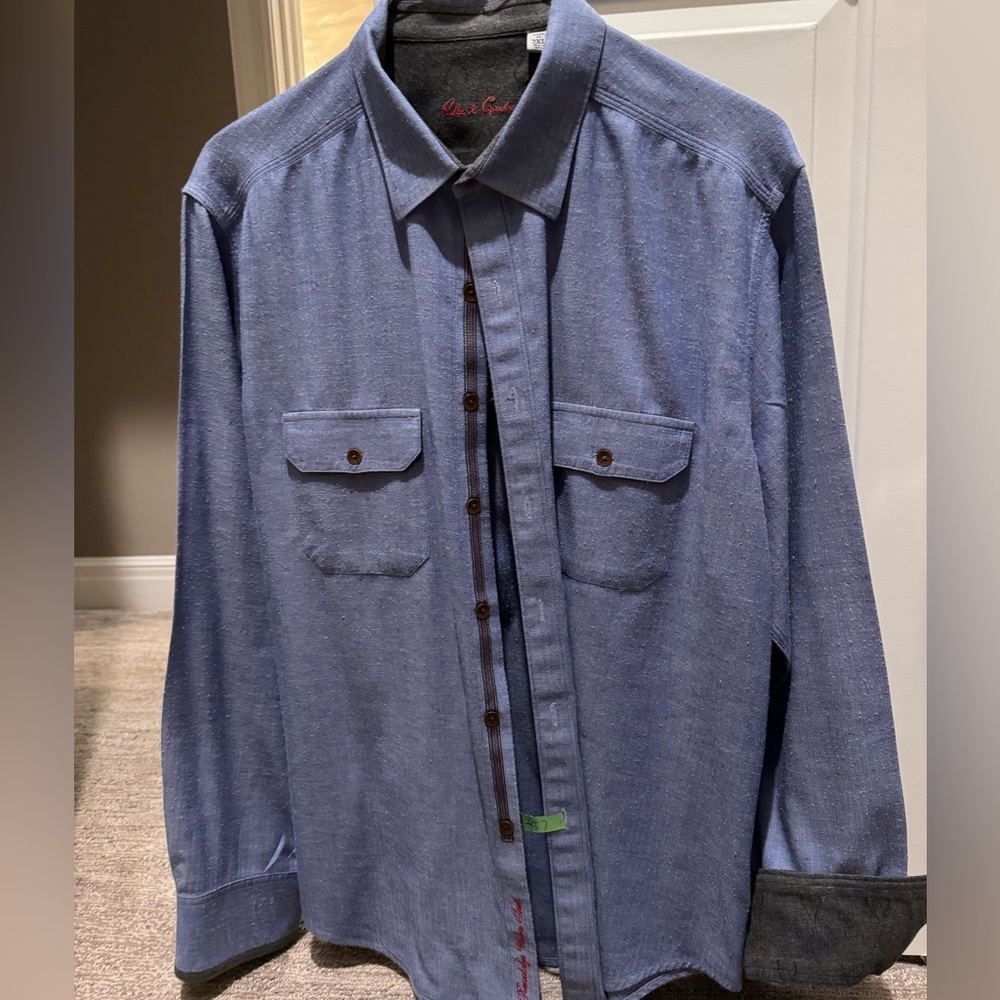 Robert Graham classic fit long sleeved shirt denim look 2XL excellent condition